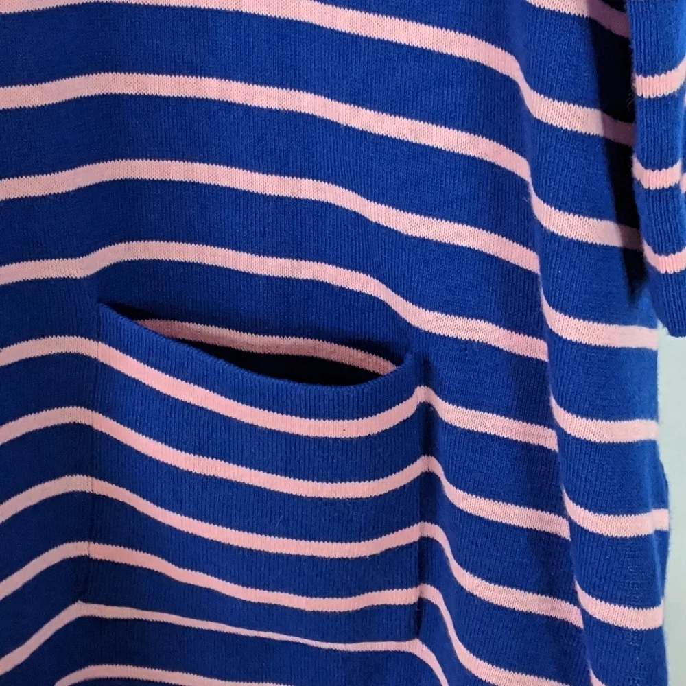 Lilly Pulitzer Blue Pink Striped Tassel Tunic Sweater Top XXS Coastal Preppy
